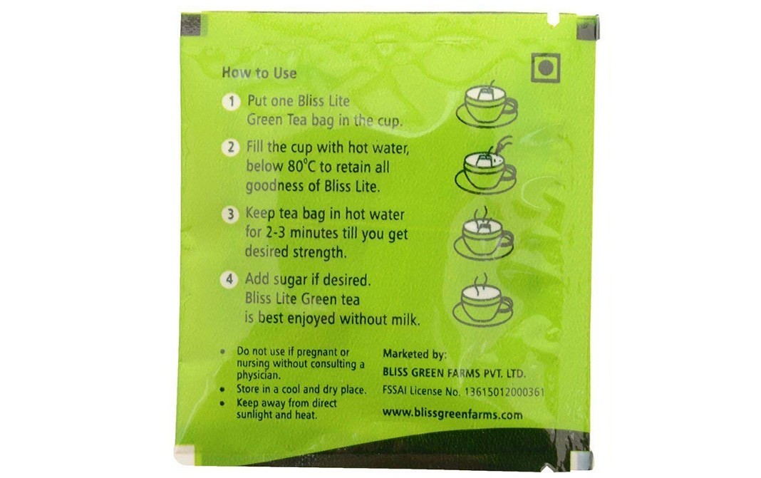 Bliss Green Farms Lite Green Tea    Box  25 pcs